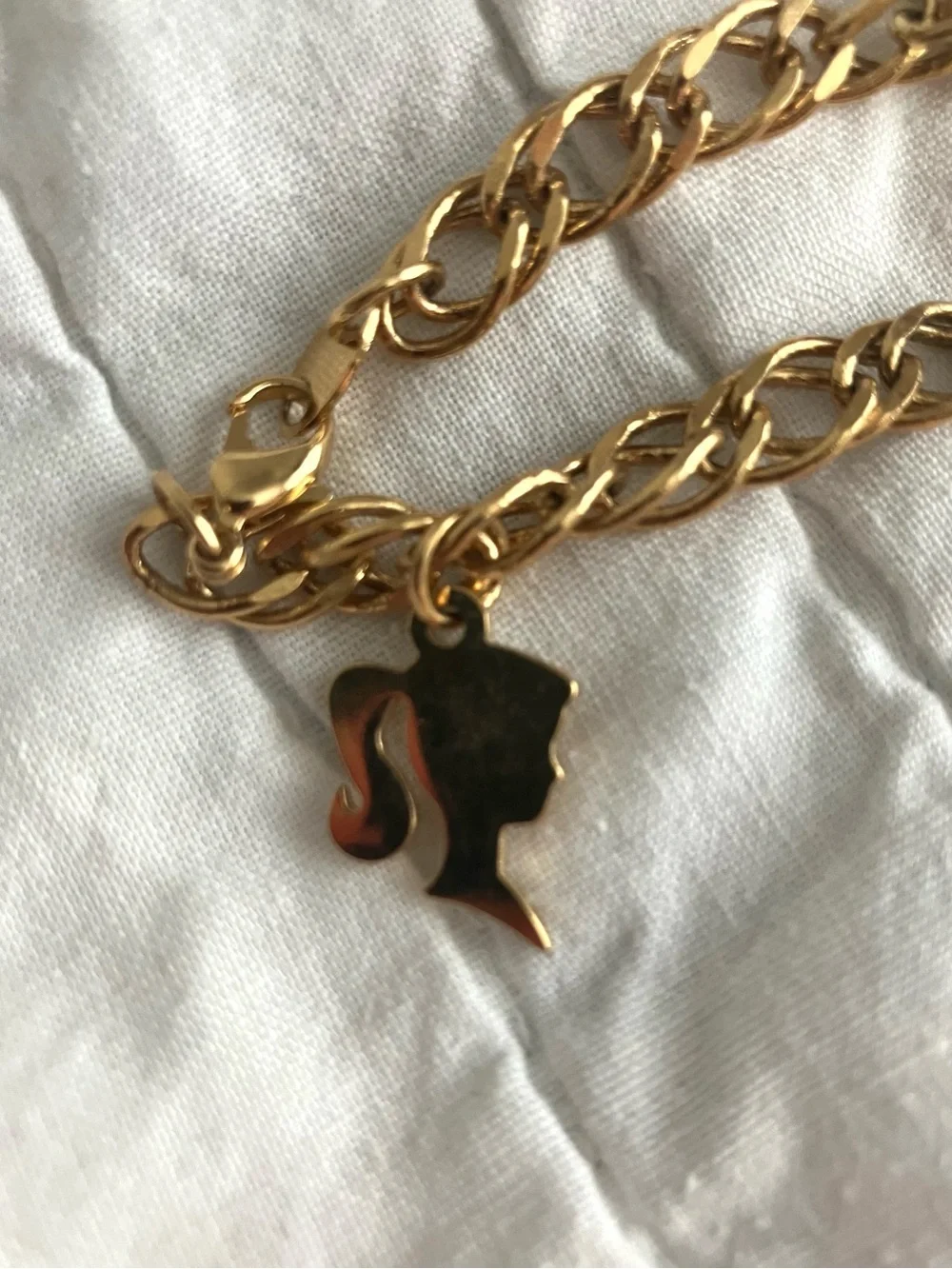 Vintage Avon Barbie Gold-tone Whimsical Y2K Nostalgic Barbiecore Charm Bracelet